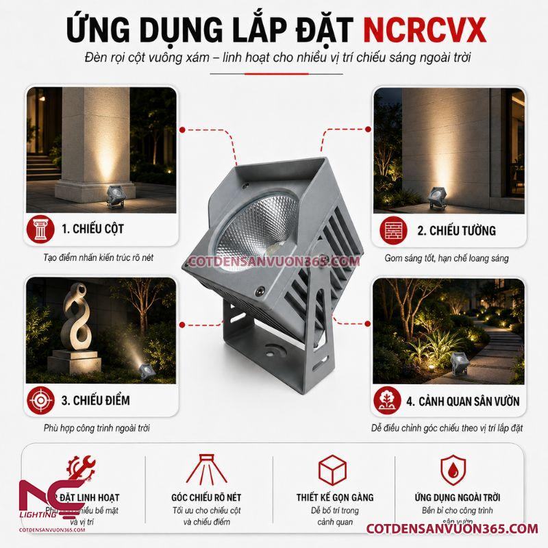 Đèn Rọi Cột Vuông Xám NCRCVX 29 Đèn Rọi Cột Vuông Xám NCRCVX