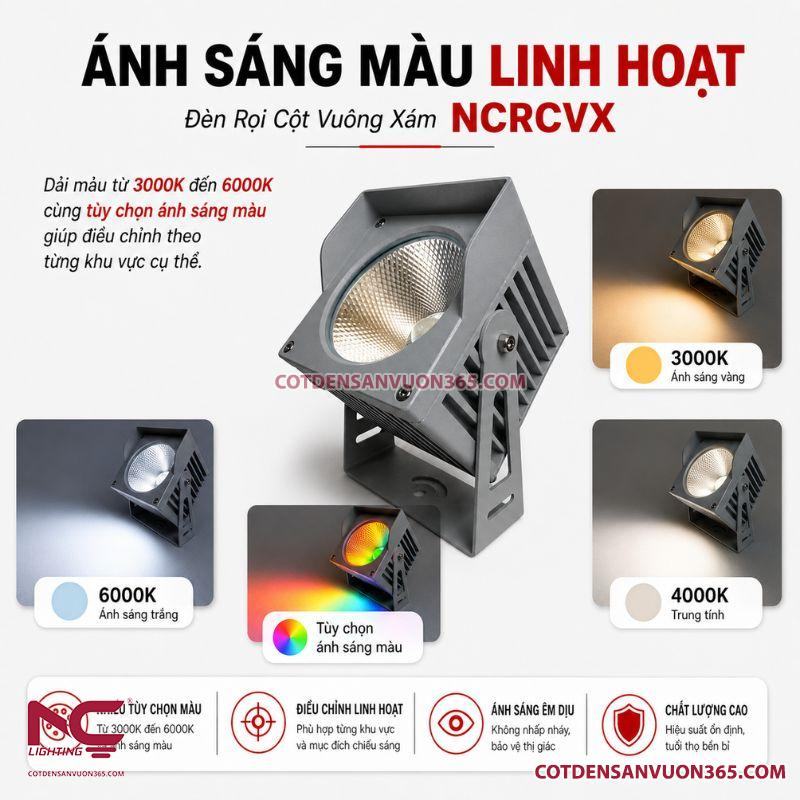 Đèn Rọi Cột Vuông Xám NCRCVX 33 Đèn Rọi Cột Vuông Xám NCRCVX