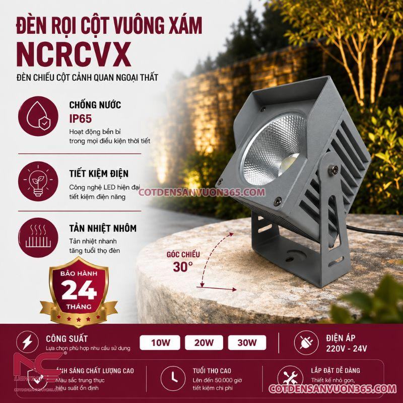 Đèn Rọi Cột Vuông Xám NCRCVX 28 Đèn Rọi Cột Vuông Xám NCRCVX