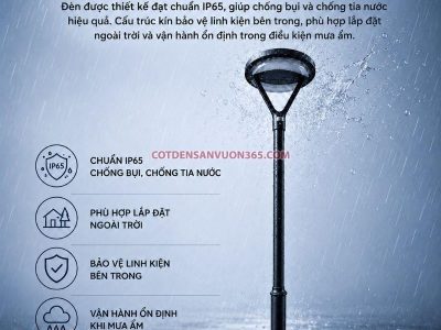 Cột đèn sân vườn năng lượng mặt trời DN32