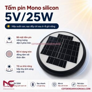 Cột đèn sân vườn năng lượng mặt trời DN32