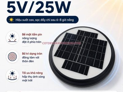 Cột đèn sân vườn năng lượng mặt trời DN32