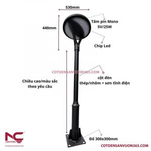Cột đèn sân vườn năng lượng mặt trời DN32
