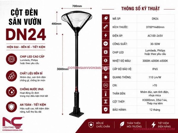 Cột đèn sân vườn DN24