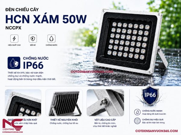 Đèn Chiếu Cây HCN Xám 50W NCCPX