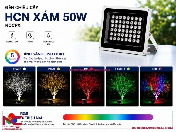 Đèn Chiếu Cây HCN Xám 50W NCCPX