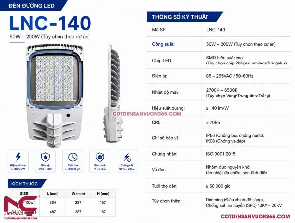 Đèn đường led LNC-140