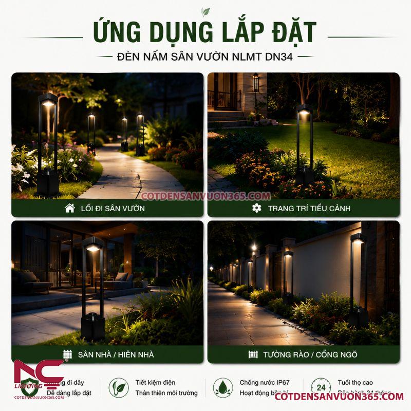 Đèn nấm sân vườn năng lượng mặt trời DN34 34 Đèn nấm sân vườn năng lượng mặt trời DN34