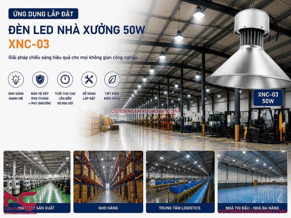 Đèn LED Nhà Xưởng 50W XNC-03 – Chip Epistar/Philips