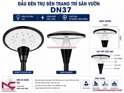 Cột Đèn Sân Vườn DN37 Thép Sơn Tĩnh Điện Bền Đẹp