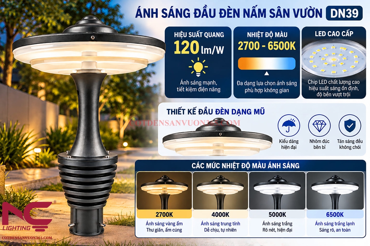 Đèn nấm sân vườn DN39 14 Ánh sáng đèn nấm sân vườn DN39