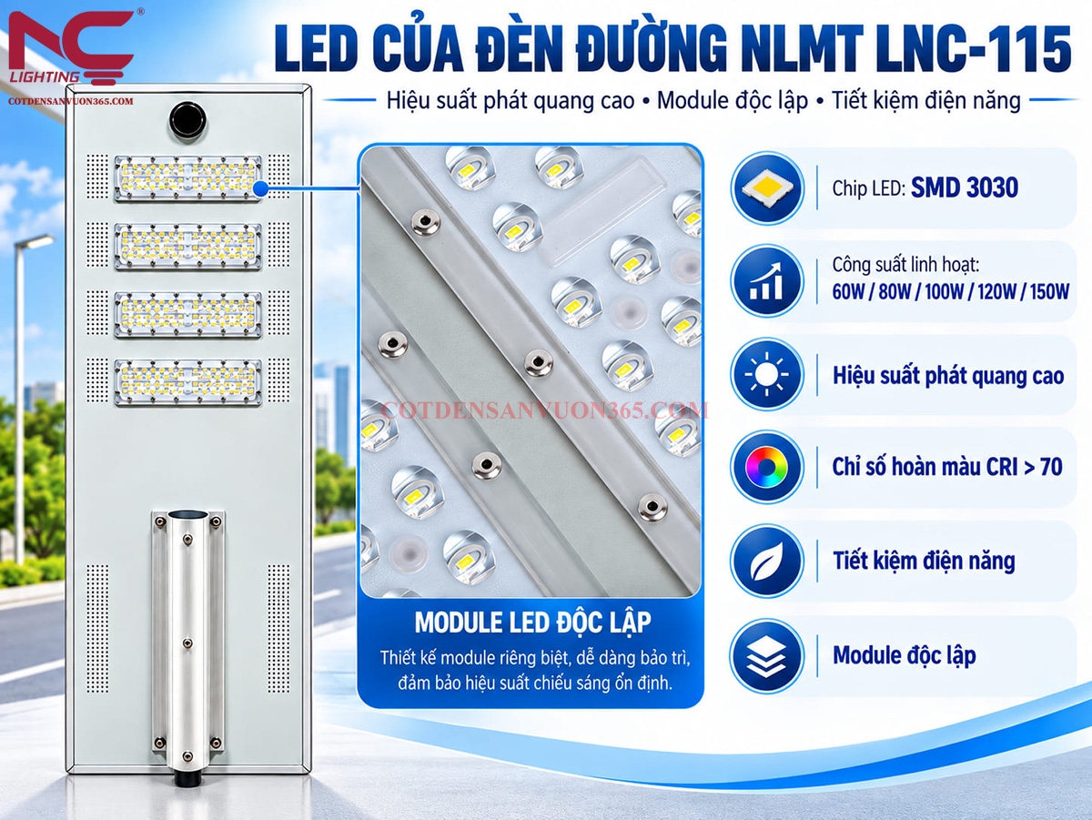 Đặc điểm LED của đèn đường LED NLMT LNC-115