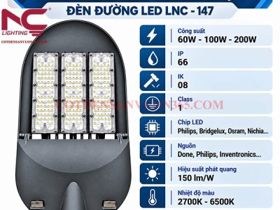 Thông số kỹ thuật đèn LED đường phố LNC-147